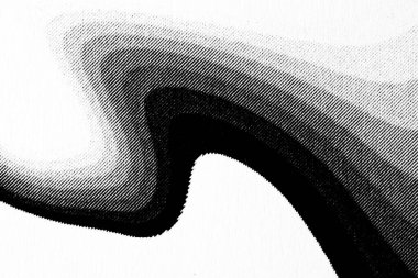 Soyut arkaplanlar için pürüzsüz monokrom gradyanı, noktalar ve tanecikli dokuyu gösteren, kağıda basılı yarım ton eğrisinin aşırı yakın çekimi.