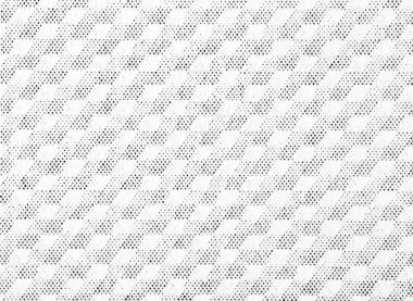 Siyah-beyaz yarım tonlu nokta dokusu tekrarlayan bir altıgen oluşturuyor, bal peteği kafesi kağıt tanecikli temiz geometrik arkaplan baskılar, kaplamalar ve tasarım için..