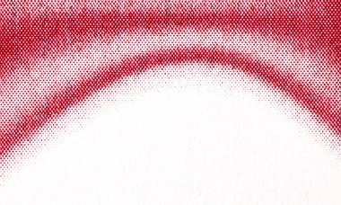 Soyut kırmızı yarım tonlu nokta dokusu kıvrımlı bantlar oluşturur, yukarıda kavis oluşturur, aşağıda büyük beyaz bir kopya alanı vardır.