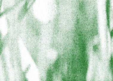 Yeşil yarım tonlu noktalar, beyaz üzerinde yumuşak bokeh gölgeleri olan çimen benzeri bıçakların makro görüntüsünü oluşturur. Eko tasarım, ambalaj ve kaplamalar için geri- yazdırma tarzı doğa dokusu arka planı.