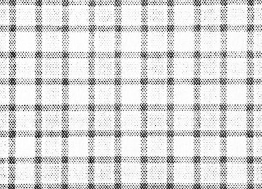Beyaz kağıda basılmış siyah yarım tonlu noktaların makro yakın çekimi, kare hücreler ve koyu noktalı kesişimlerle tekrar eden bir ızgara oluşturuyor, raster dokusunu ve tahılları gösteriyor.