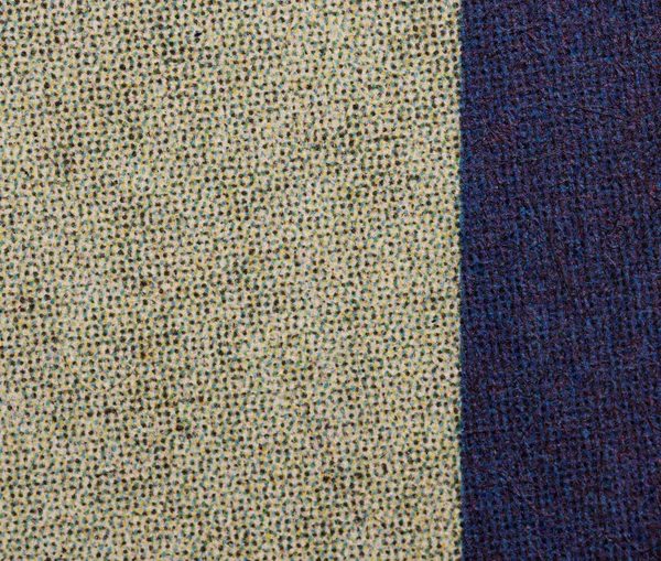 CMYK 'nın bej renkli baskılı kağıttaki koyu mavi dikey kenarlı yarım ton noktalarının makro görüntüsü. Arkaplan, düzen, ambalaj ve kopyalama alanı için soyut retro yazdırma dokusu.