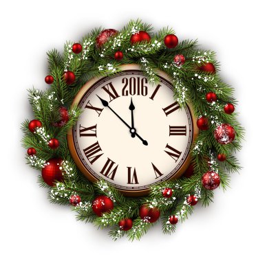 Noel çelenk ve saat
