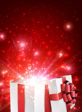 Christmas kırmızı arka plan ile hediye