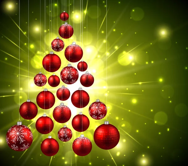 Kerstmis groene achtergrond met ballen — Stockvector