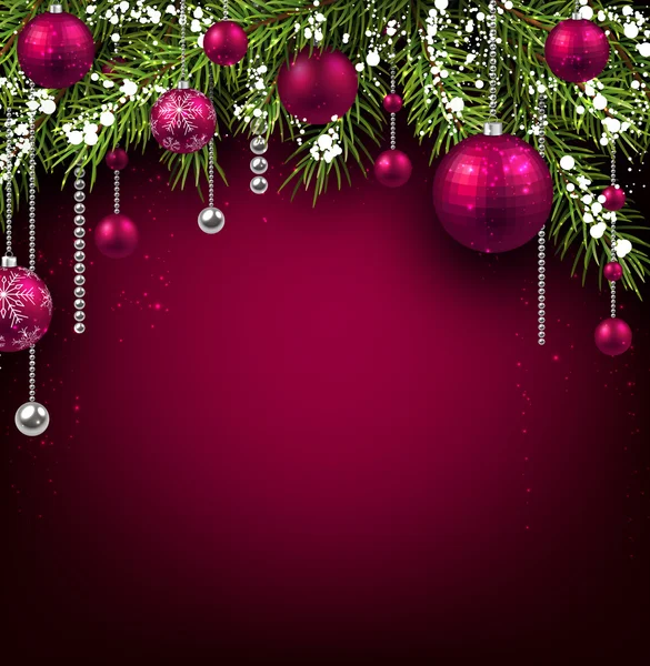 Christmas fir grenar och bollar — Stock vektor