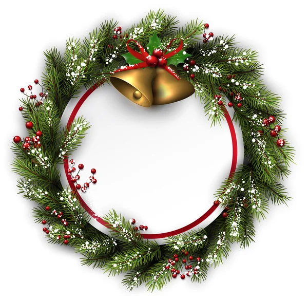 クリスマスの花輪と鐘 — ストックベクタ