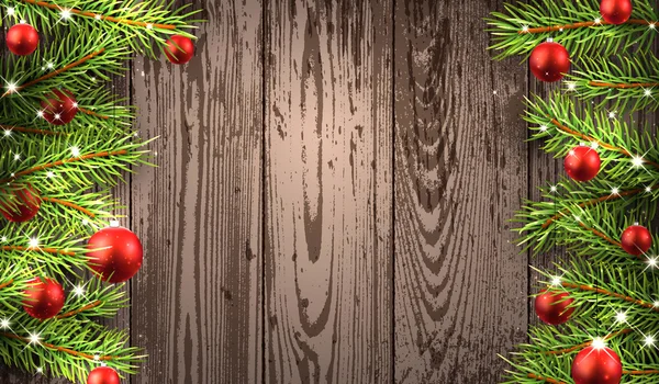 圣诞木制背景 — 图库矢量图片