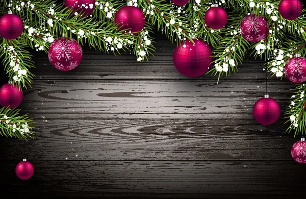 クリスマス木製の背景 — ストックベクタ