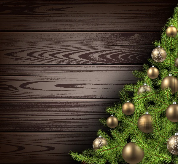 크리스마스 트리가 있는 나무 배경 — 스톡 벡터