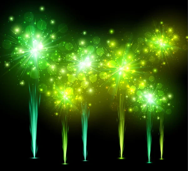 Festliches grünes Feuerwerk — Stockvektor