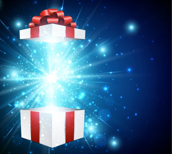Kerstmis blauwe achtergrond met cadeau — Stockvector