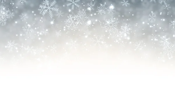 Fondo de invierno con copos de nieve — Vector de stock