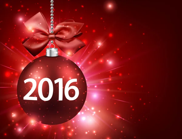 Neujahrskarte mit rotem Ball — Stockvektor
