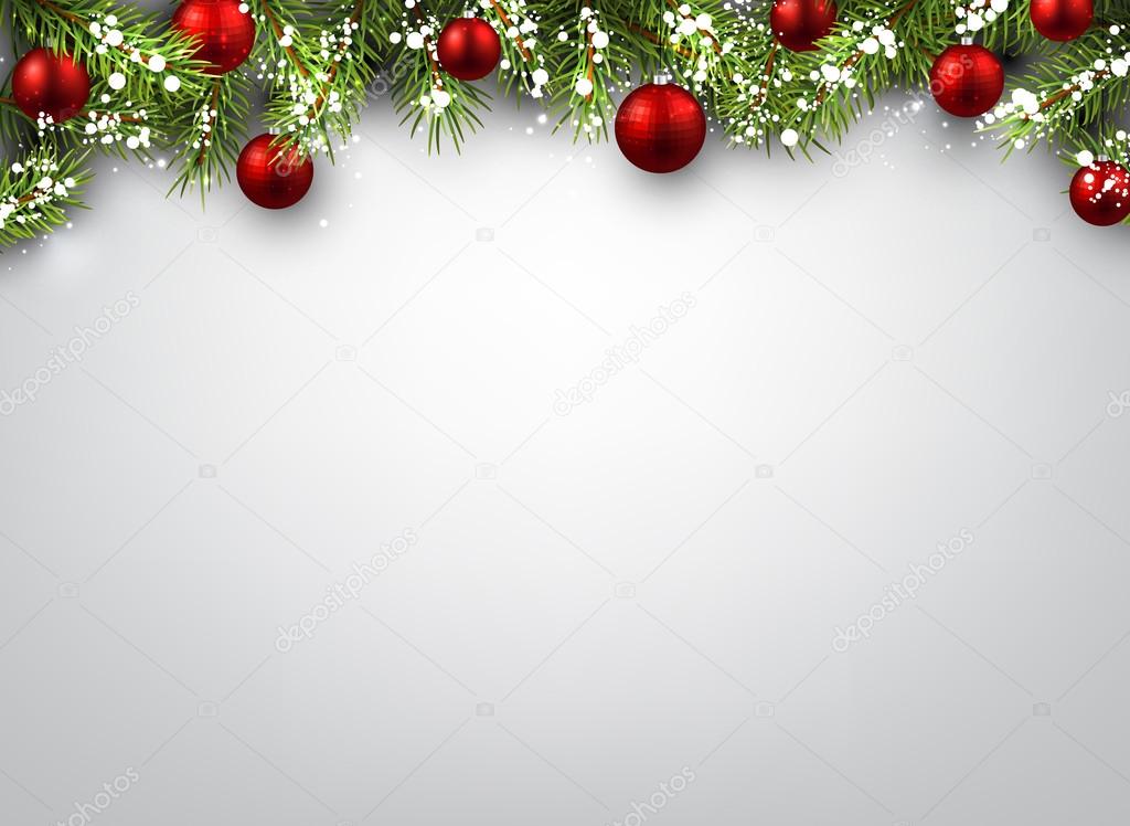 fir branches and red balls