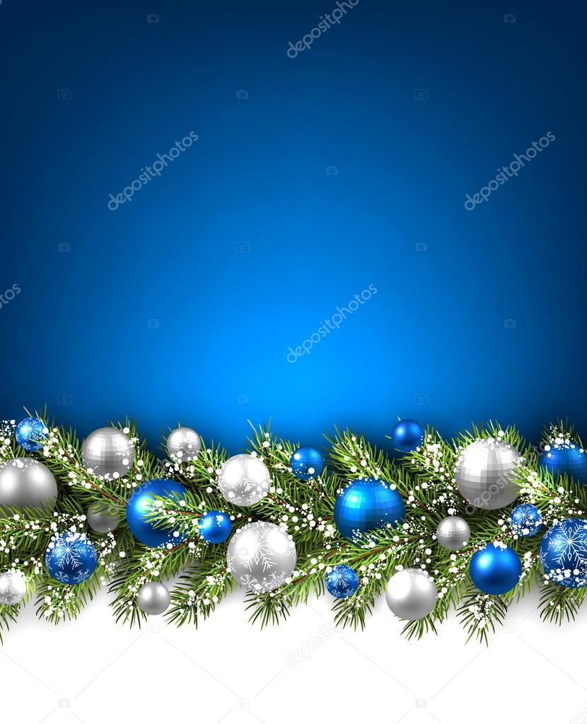 card with fir branch and balls