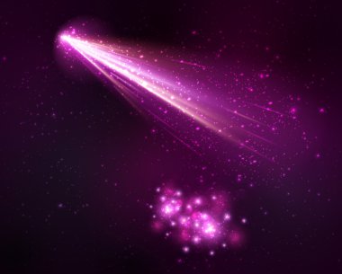 purple Comet and stars clipart