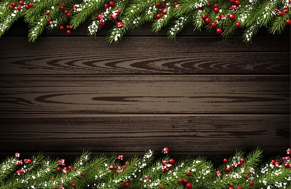 木製の冬の背景 — ストックベクタ