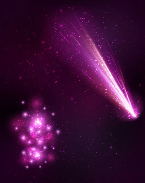 Violet Comète et étoiles — Image vectorielle