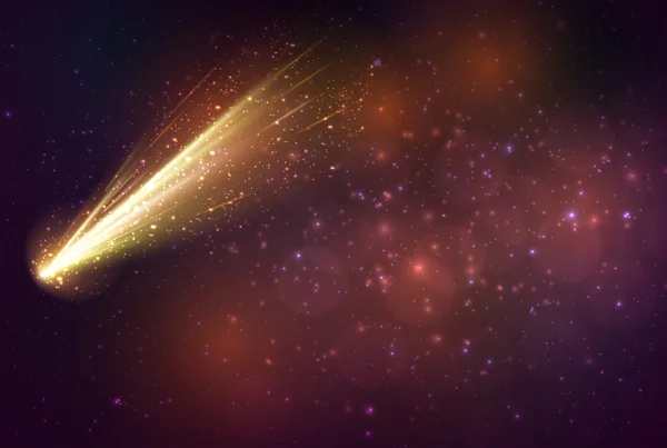 Orangener Komet und Sterne — Stockvektor