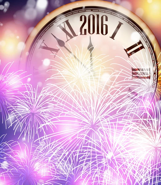 New Year background with clock — Stock Vector