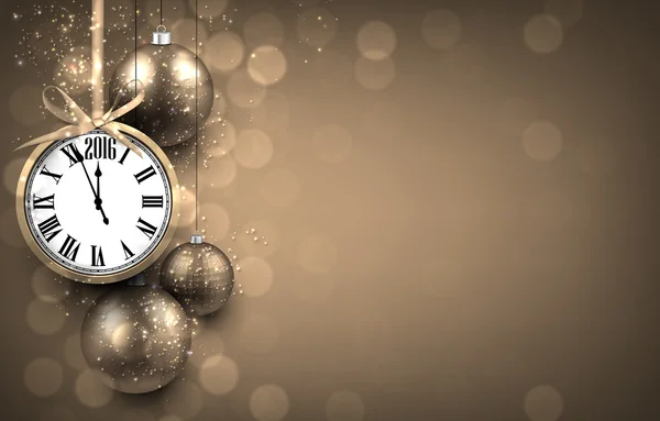 Bolas de Navidad y reloj vintage — Vector de stock