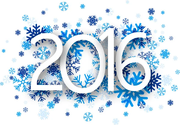 青い雪の結晶新年サイン — ストックベクタ
