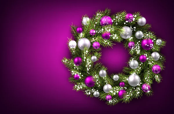 Background with Christmas wreath — Stock Vector