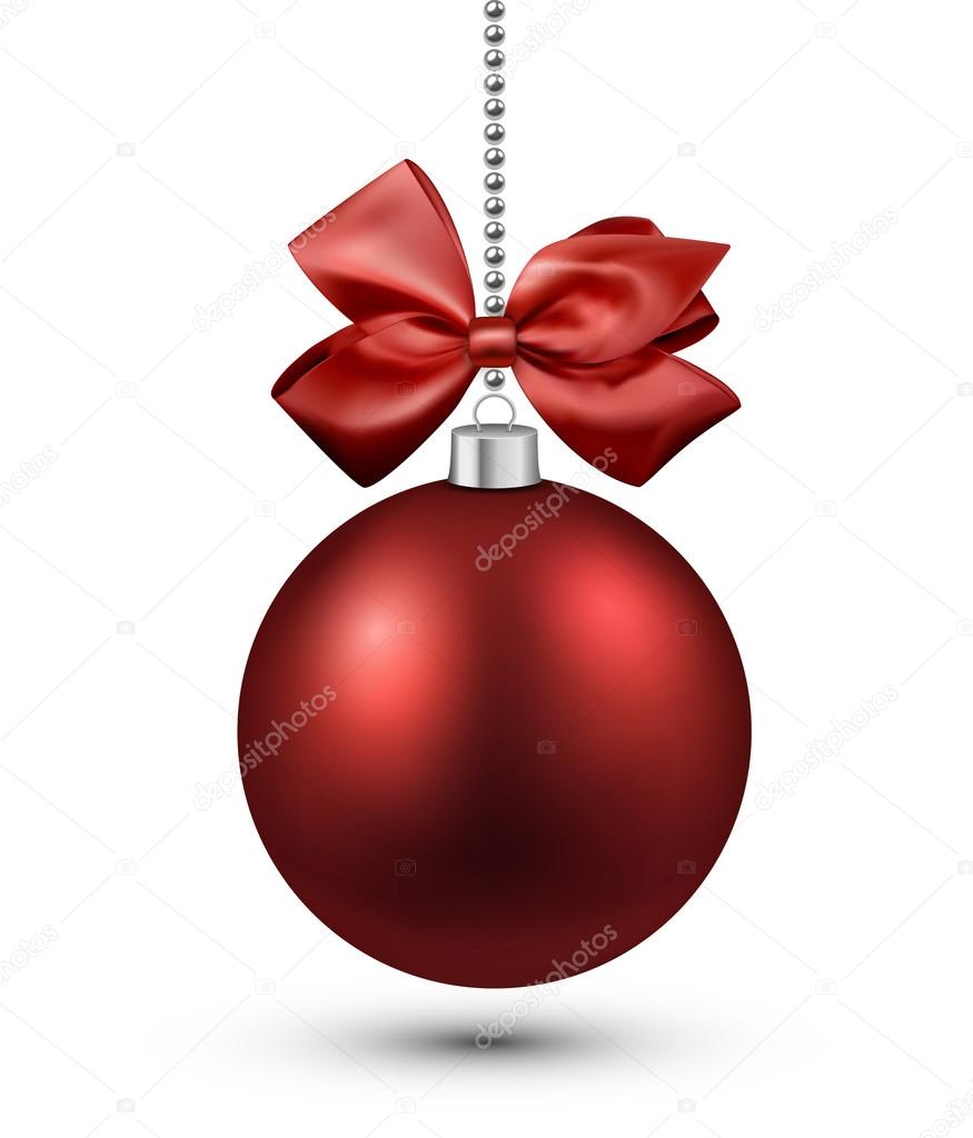 Red christmas bauble with bow