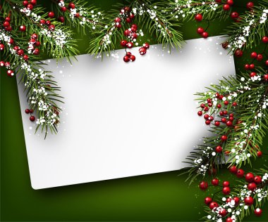 Noel kartı ile çam dalları