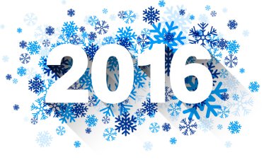 Yeni yıl işareti mavi kar taneleri ile