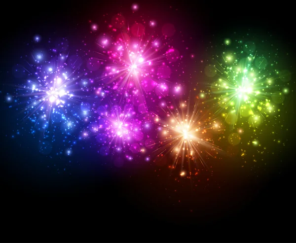 Festive colorful fireworks — Stock Vector