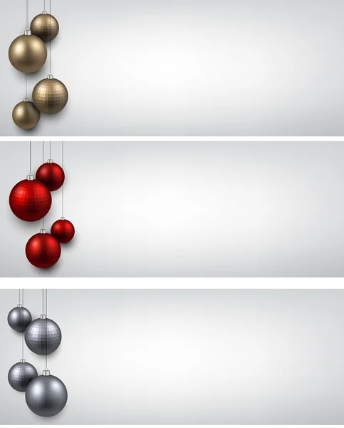 A színes karácsonyi golyókat bannerek — Stock Vector