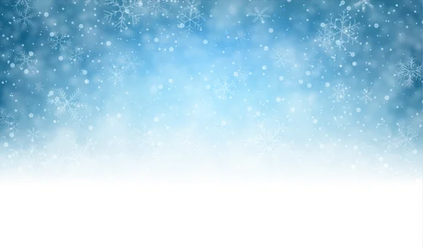 Fondo de invierno con copos de nieve — Vector de stock