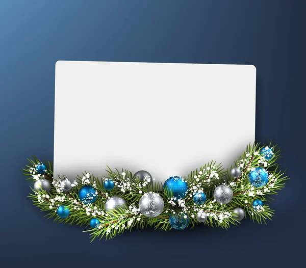 Weihnachtskarte mit Tannenzweig — Stockvektor