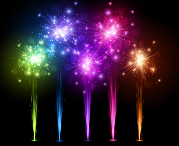Festive colorful fireworks — Stock Vector