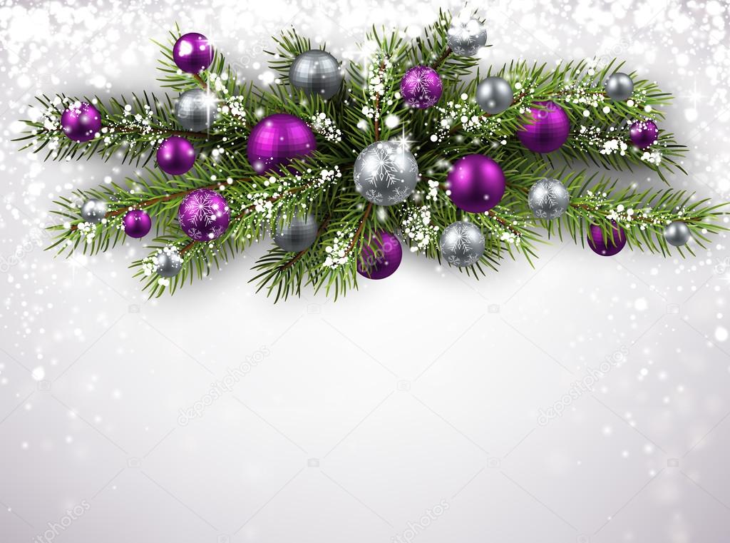 Christmas fir branch and balls