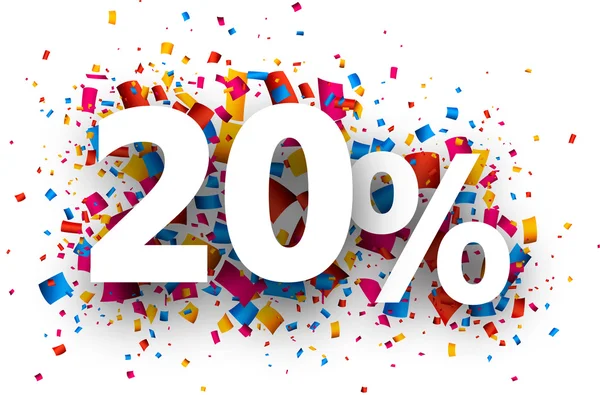 20% verkoop teken met confetti. — Stockvector