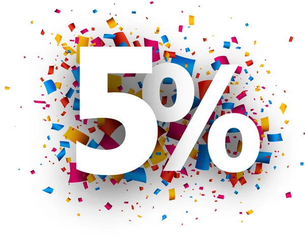5% sale sign with confetti — Stock Vector