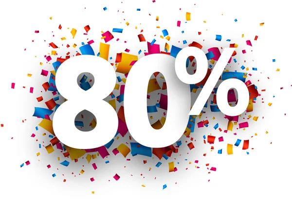 80% signo de venta con confeti . — Vector de stock