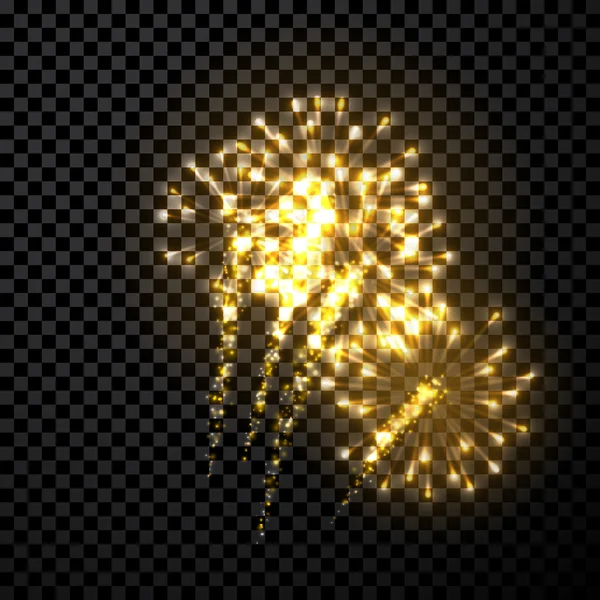 Fondo de fuegos artificiales de oro festivo . — Vector de stock