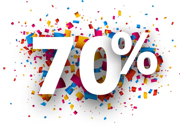 70% verkoop teken met confetti. — Stockvector