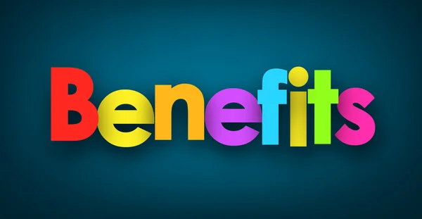 Colorful Benefits sign — Stock Vector