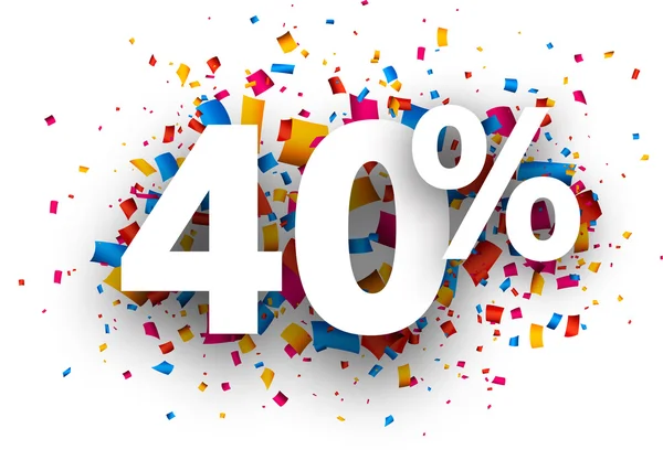40% sale sign with confetti. — Stock Vector