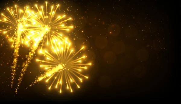 Fondo de fuegos artificiales de oro festivo . — Vector de stock