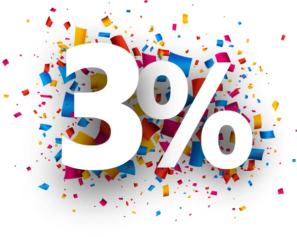 3% sale sign with confetti. — Stock Vector