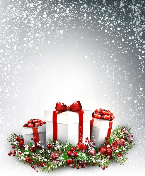 Sfondo di Natale con regali — Vettoriale Stock