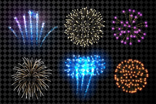Festive fireworks set. — Stock Vector