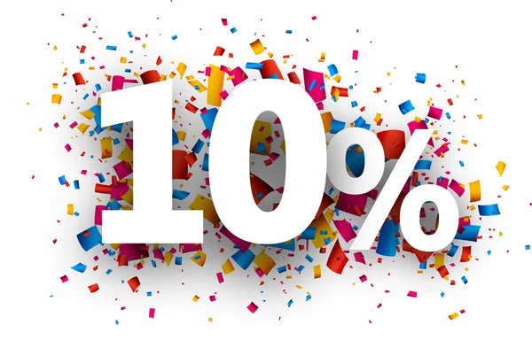 10% sale sign with confetti. — Stock Vector