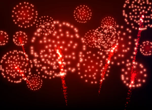 Festlich rotes Feuerwerk Hintergrund. — Stockvektor